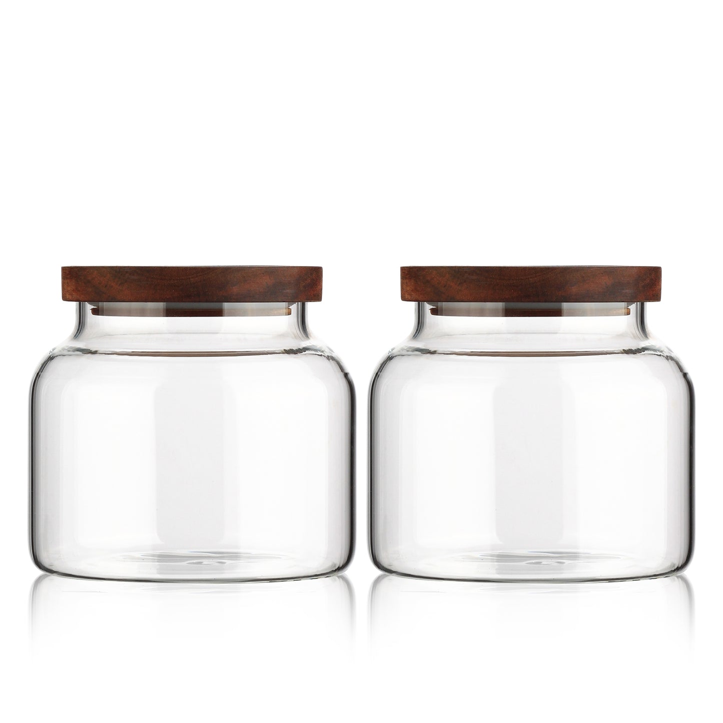 Labina Glass Storage Container Airtight Food Jars Kitchen Canister with Wood Lids, 47 Oz Wide Mouth Pantry Organization Glass Jar for Flour, Sugar, Cookie, Spagetti, Nuts and Candy (2 Pack)