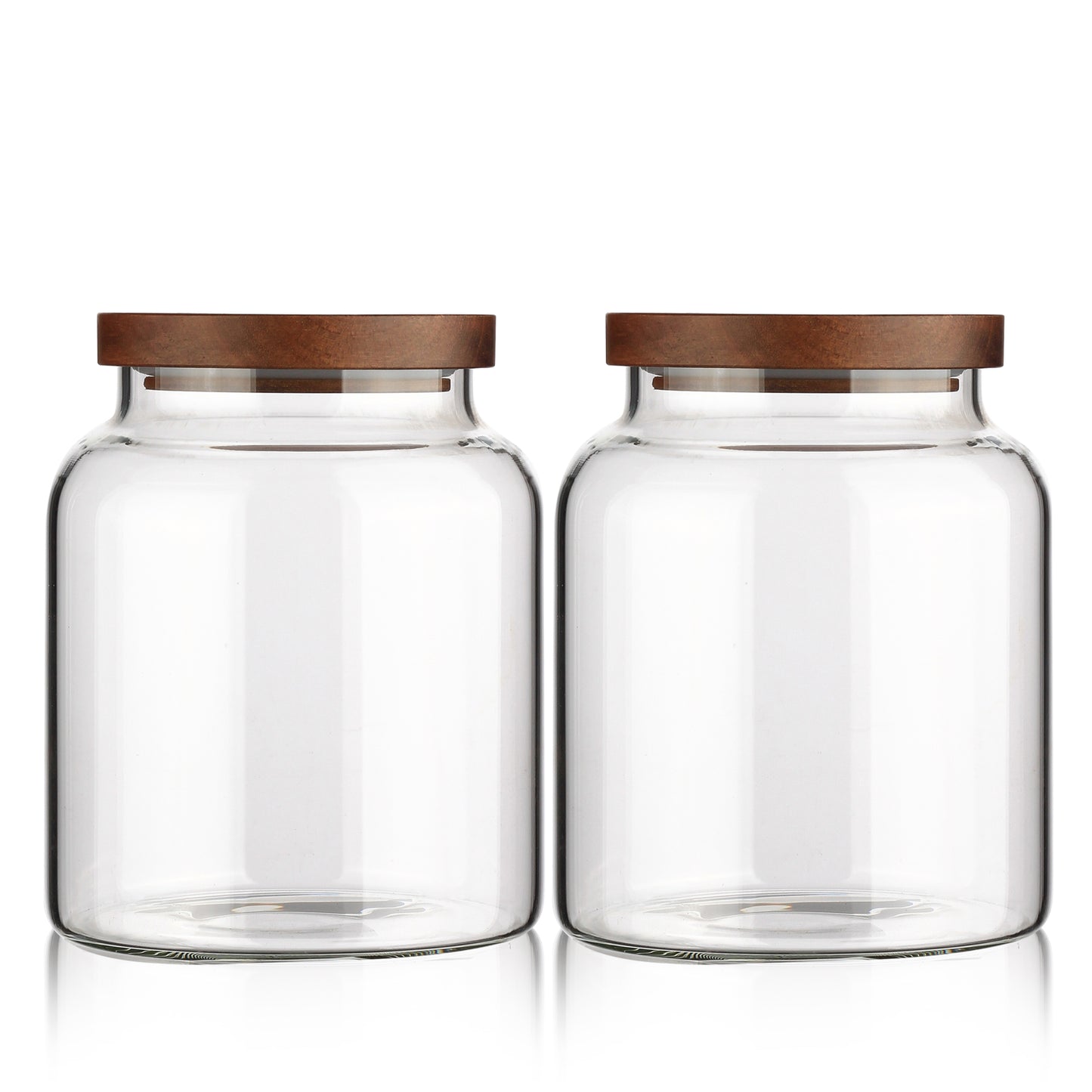 Labina Glass Storage Container Airtight Food Jars Kitchen Canister with Wood Lids,60 Oz Wide Mouth Pantry Organization Glass Jar for Flour, Sugar, Cookie, Spagetti, Nuts and Candy (2 Pack)