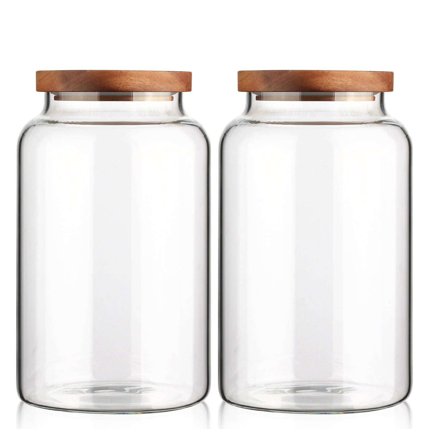 Labina Glass Storage Container Airtight Food Jars Kitchen Canister with Wood Lids,88 Oz Wide Mouth Pantry Organization Glass Jar for Flour, Sugar, Cookie, Spagetti, Nuts and Candy (2 Pack)