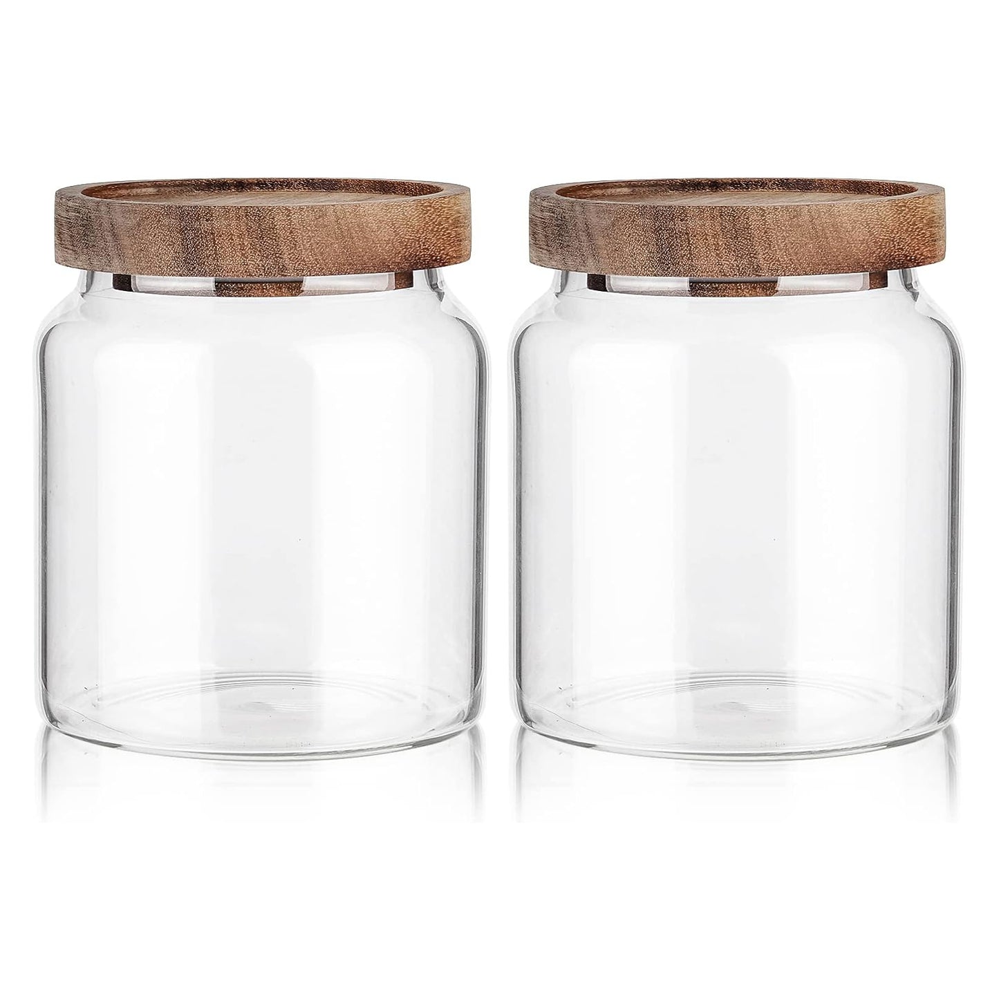 Labina Glass Storage Container Airtight Food Jars Kitchen Canister with Wood Lids, 20 Oz Wide Mouth Pantry Organization Glass Jar for Flour, Sugar, Cookie, Spagetti, Nuts and Candy (2 Pack)